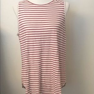 LOFT Sleeveless Tee in Pink & White Stripes Size Large